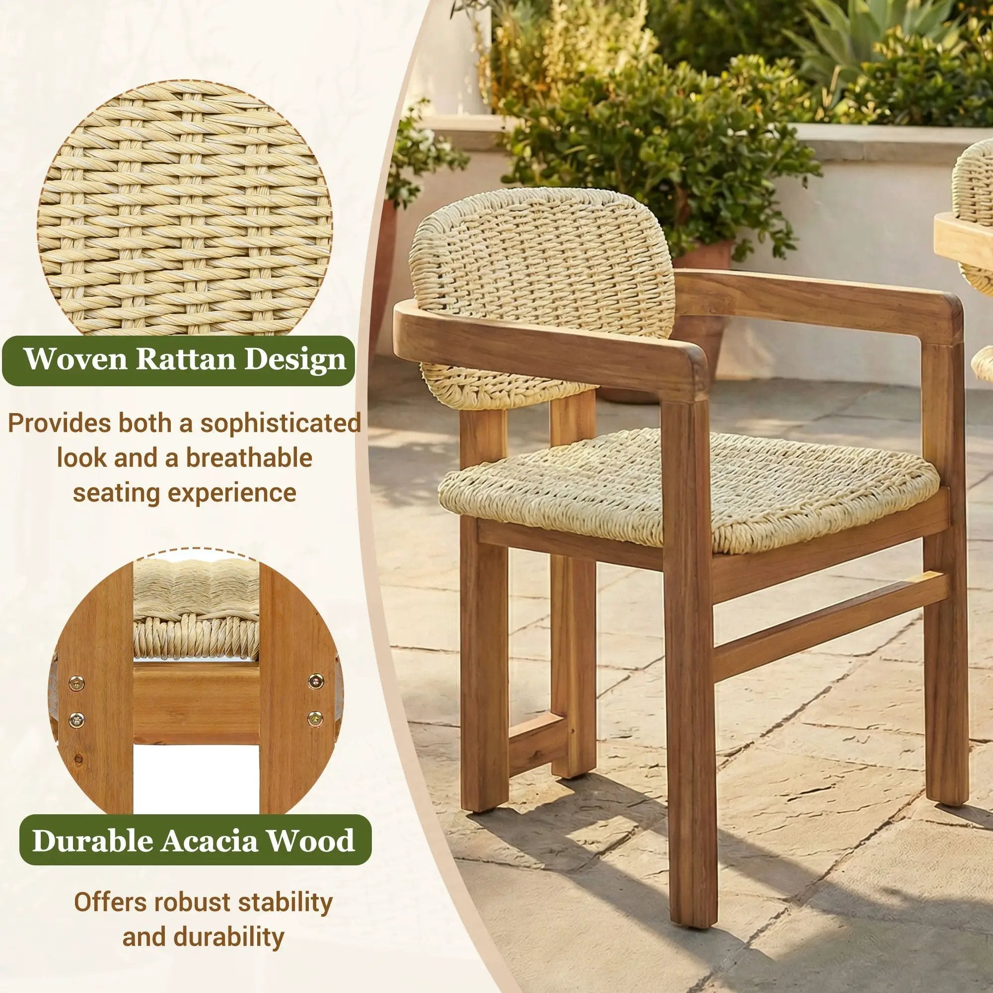 Outdoor Accent Armchairs For Patio (Set of 2) - Natural / Teak by HouseOfZazla
