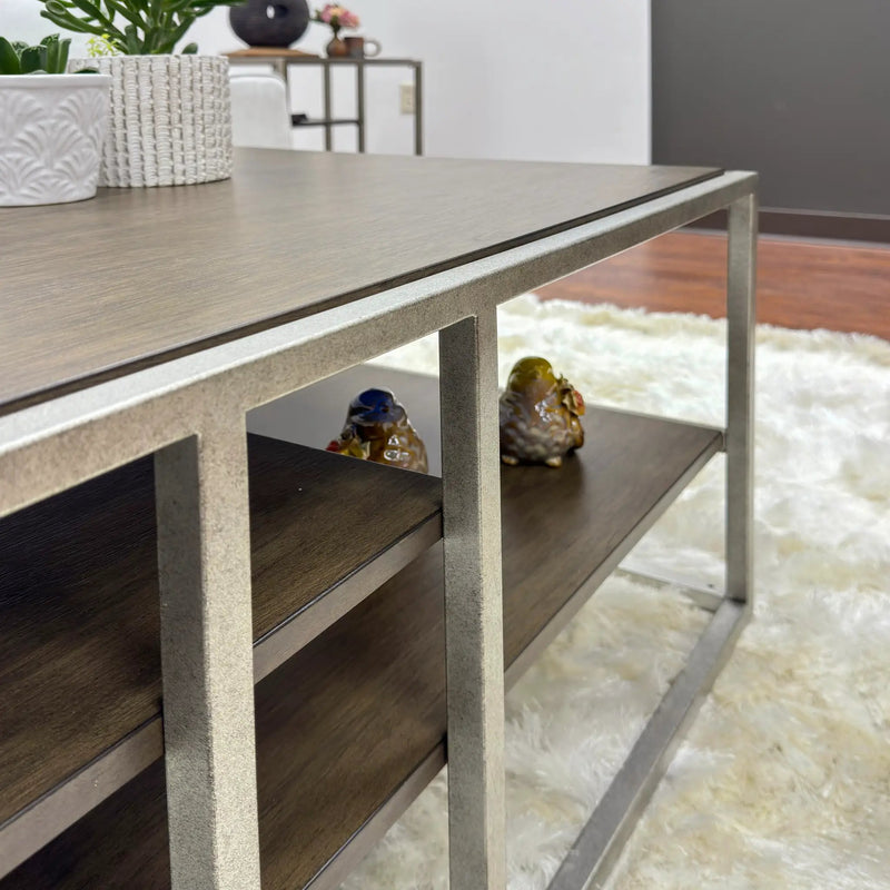 Padena 3-Piece Metal Frame Wood Living Room Coffee Table Set by HouseOfZazla