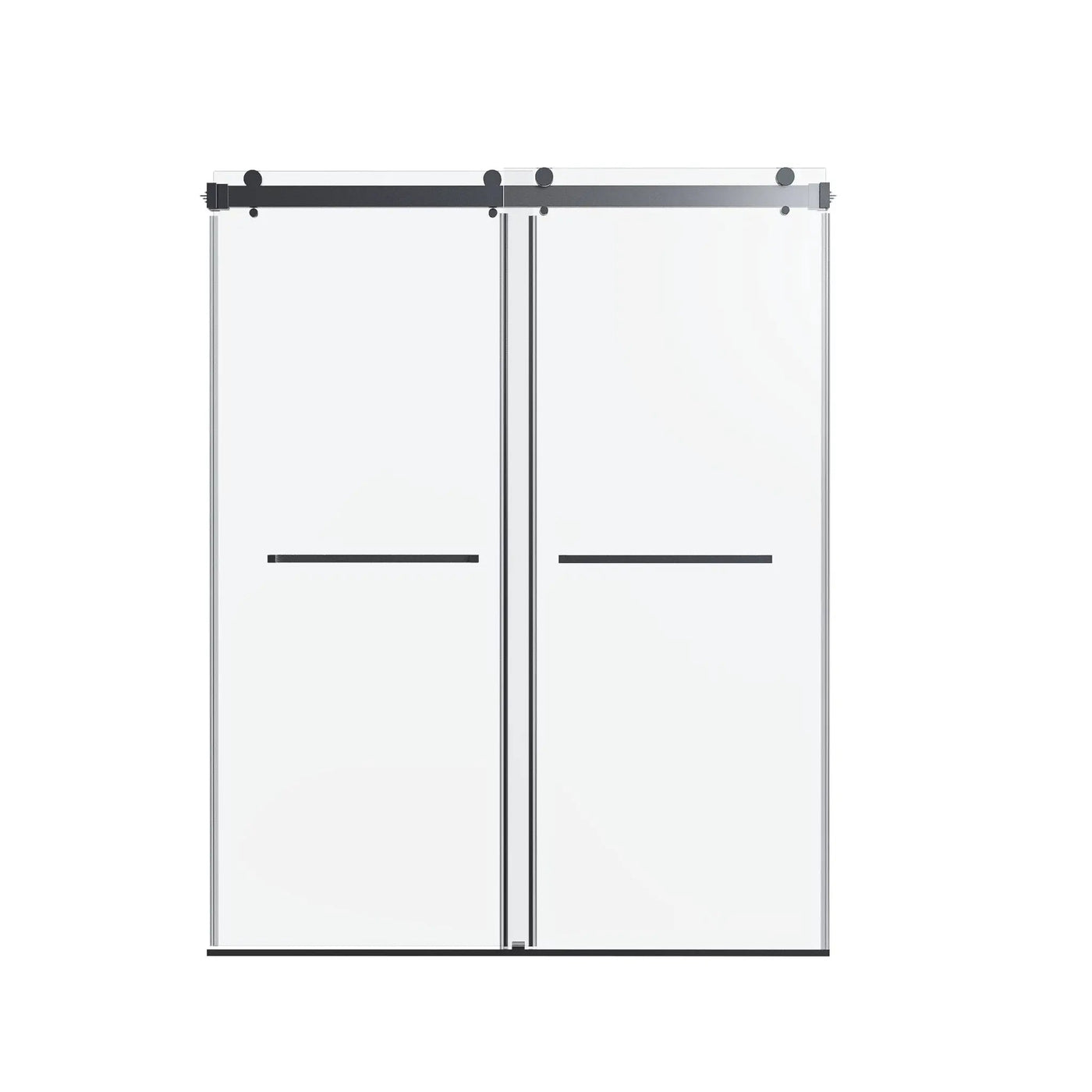 Frameless Double Sliding Shower Door In, Thick Tempered Glass, Reversible Installation by HouseOfZazla