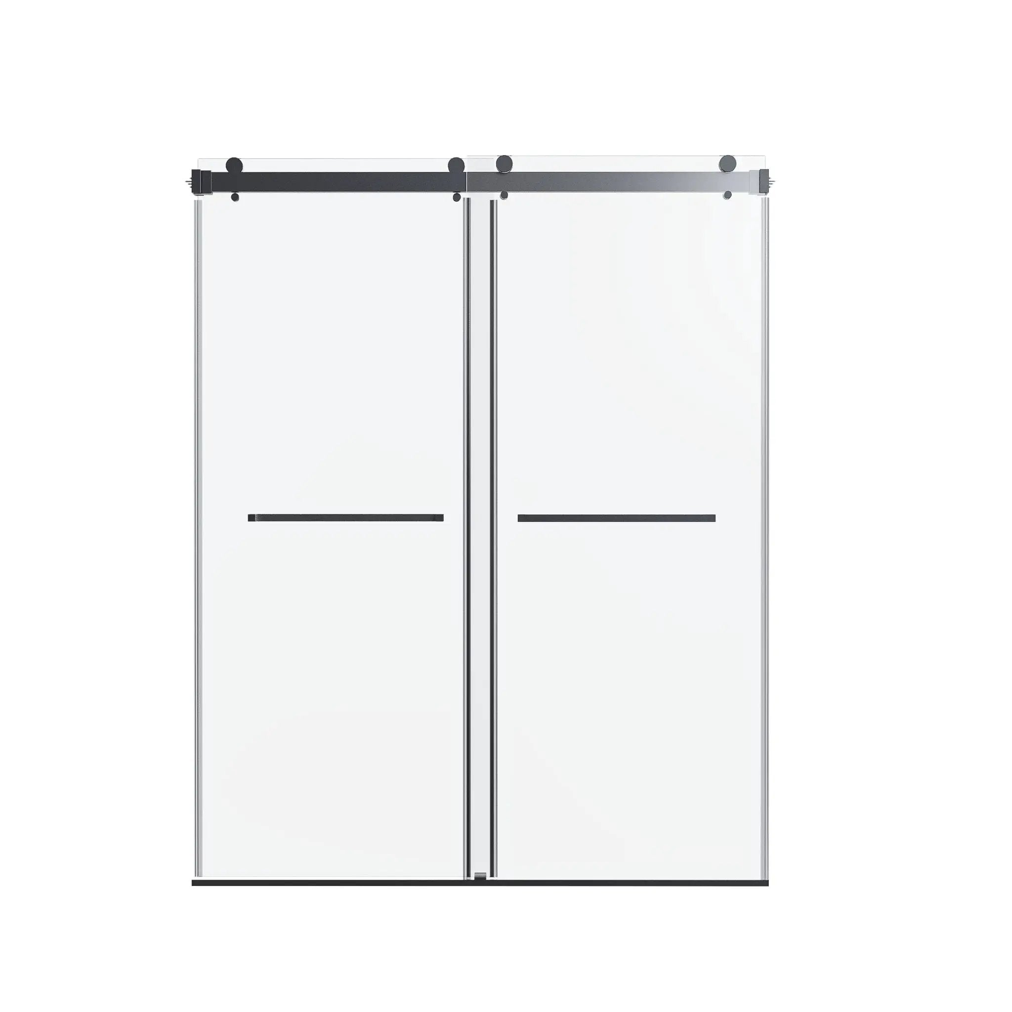 Frameless Double Sliding Shower Door In, Thick Tempered Glass, Reversible Installation by HouseOfZazla