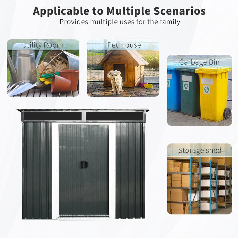 Outdoor Metal Storage Shed And Transparent Plate For Garden, Lawn by HouseOfZazla