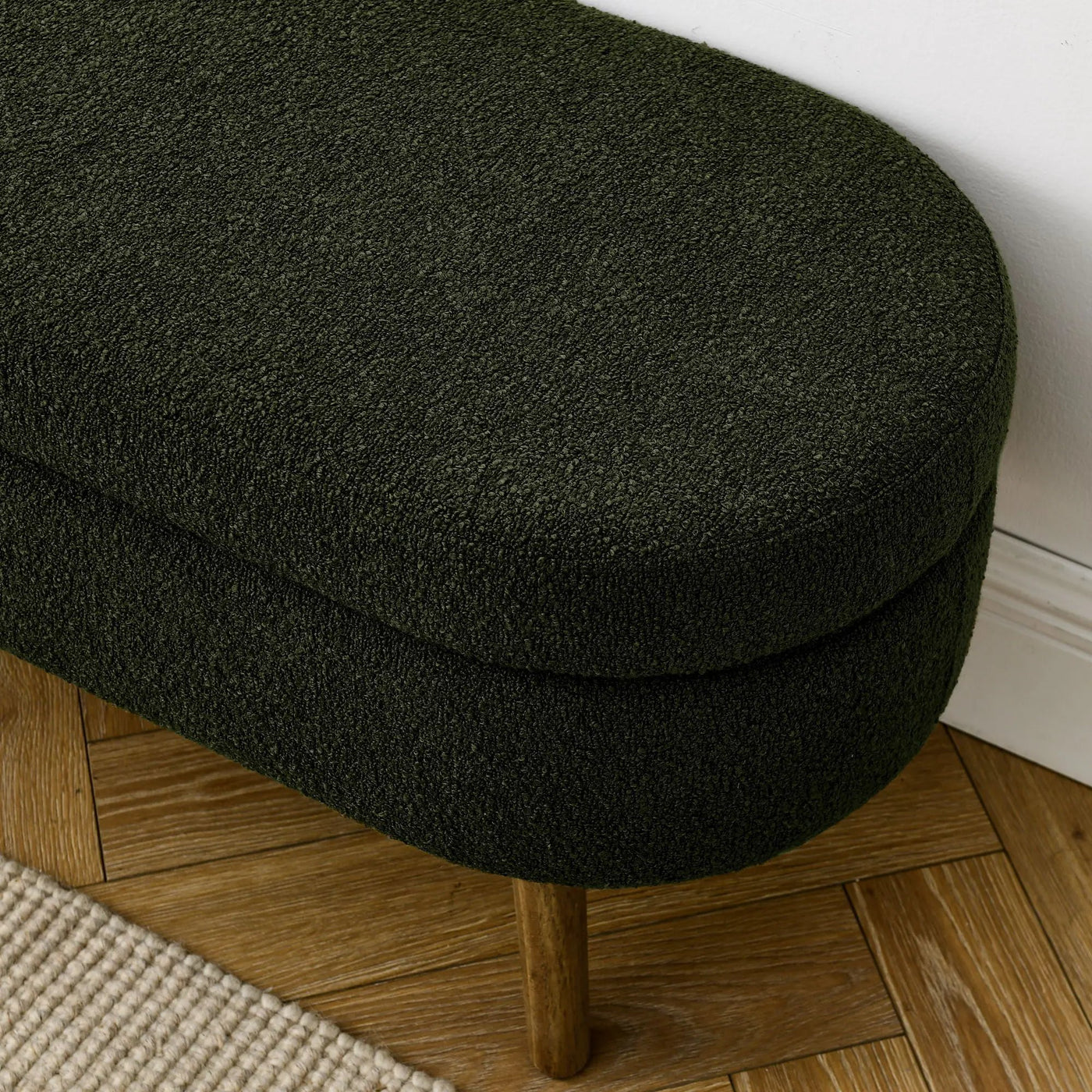 Ottoman Oval Storage Bench With Rubber Wood Legs by HouseOfZazla