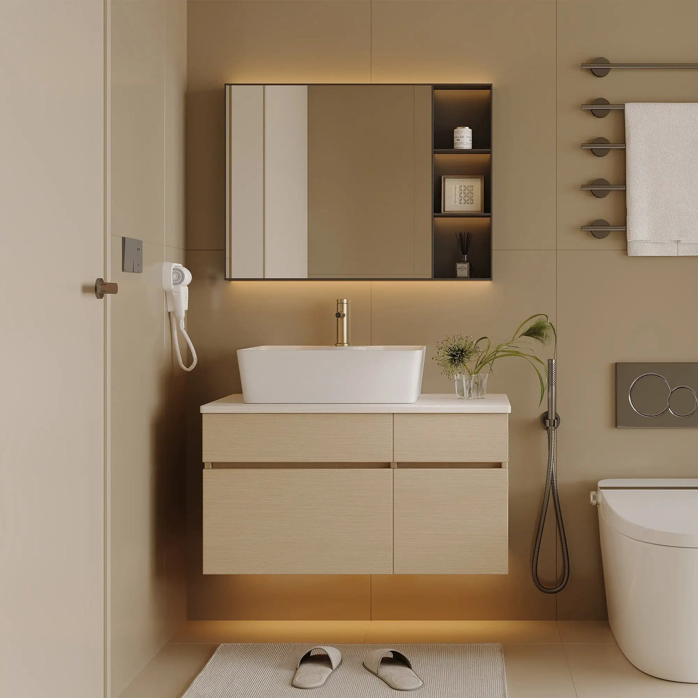 Floating Single Small Bathroom Vanity with Sink by HouseOfZazla