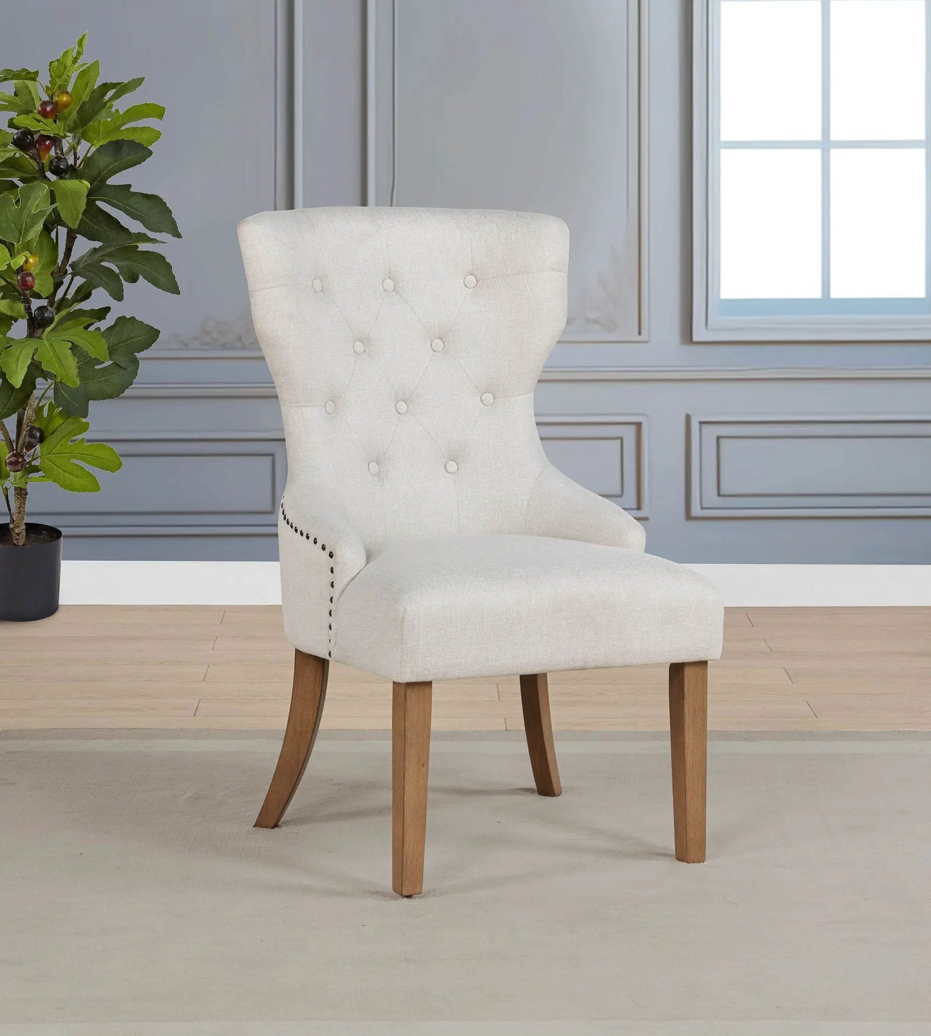 Baney Fabric Upholstered Dining Side Chair Beige and Rustic Honey by Unique Piece Furniture