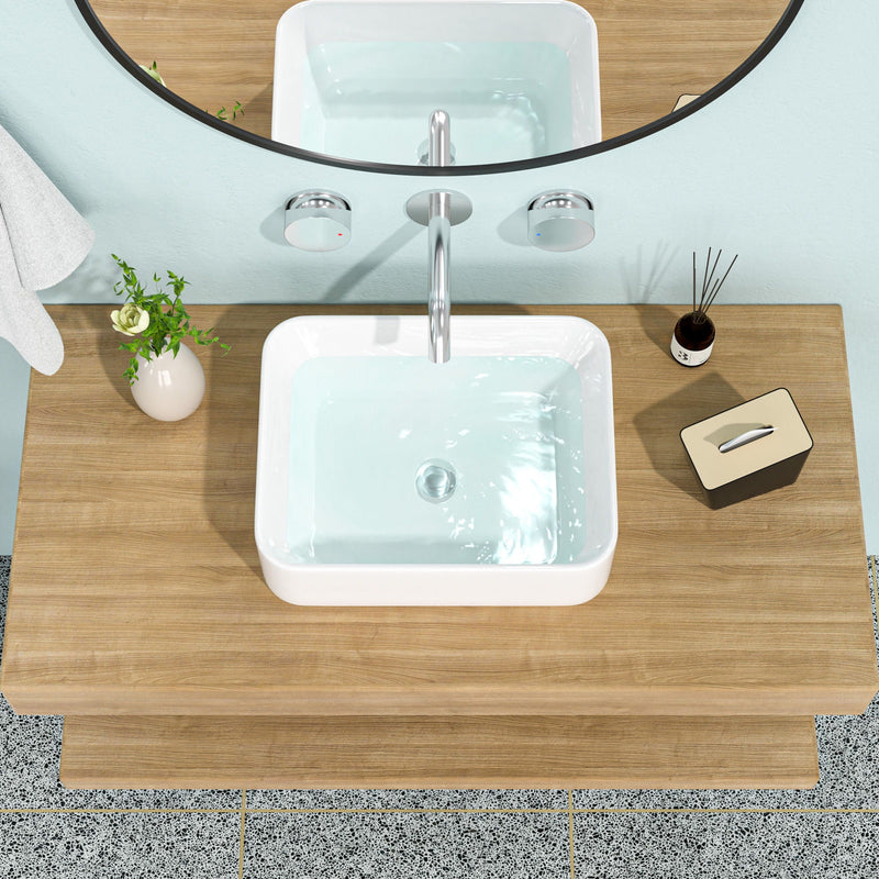 Modern European Design Ceramic Rectangular Vessel Bathroom Sink by HouseOfZazla
