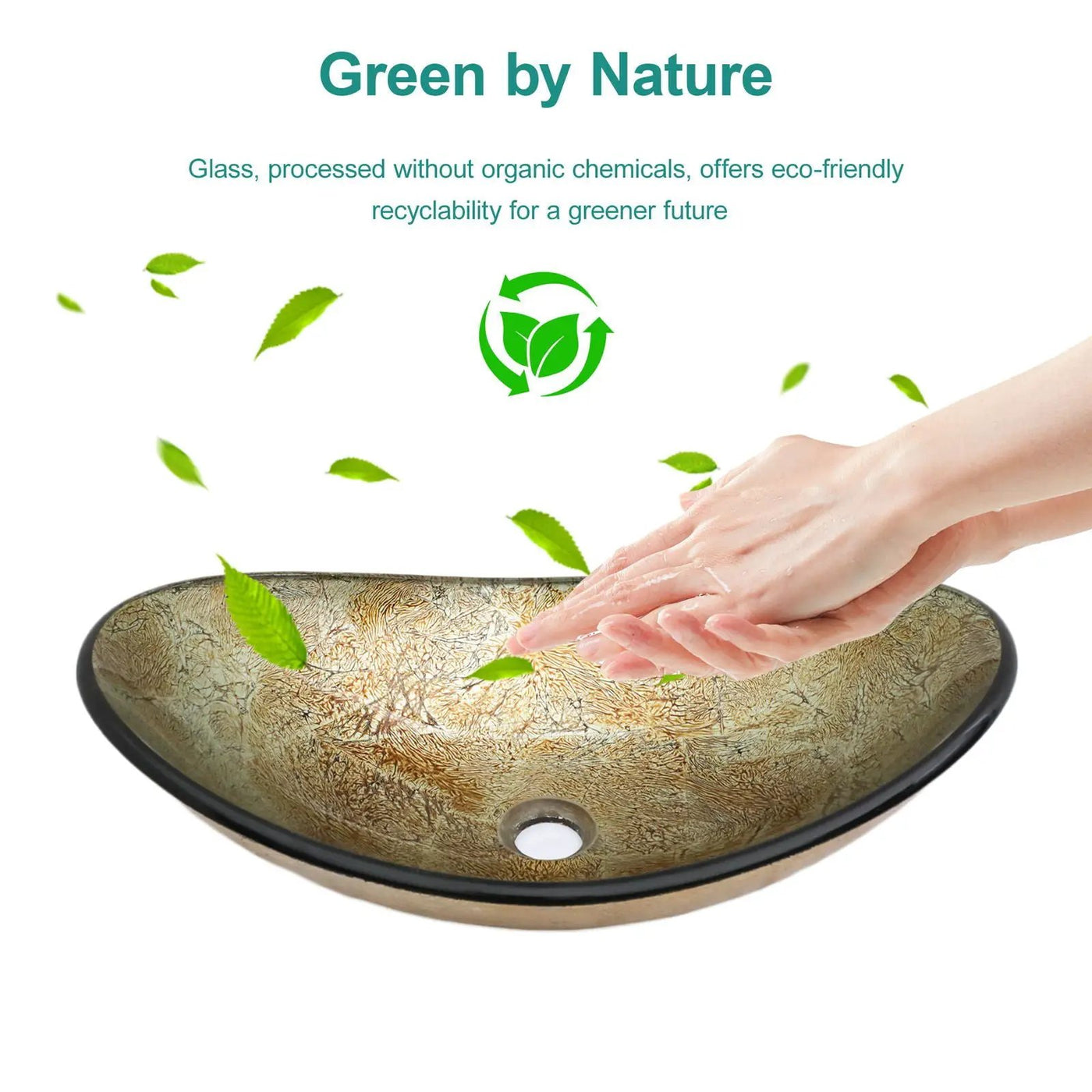 Tempered Glass Vessel Sink With Boat Shape Pop-Up Drain by HouseOfZazla
