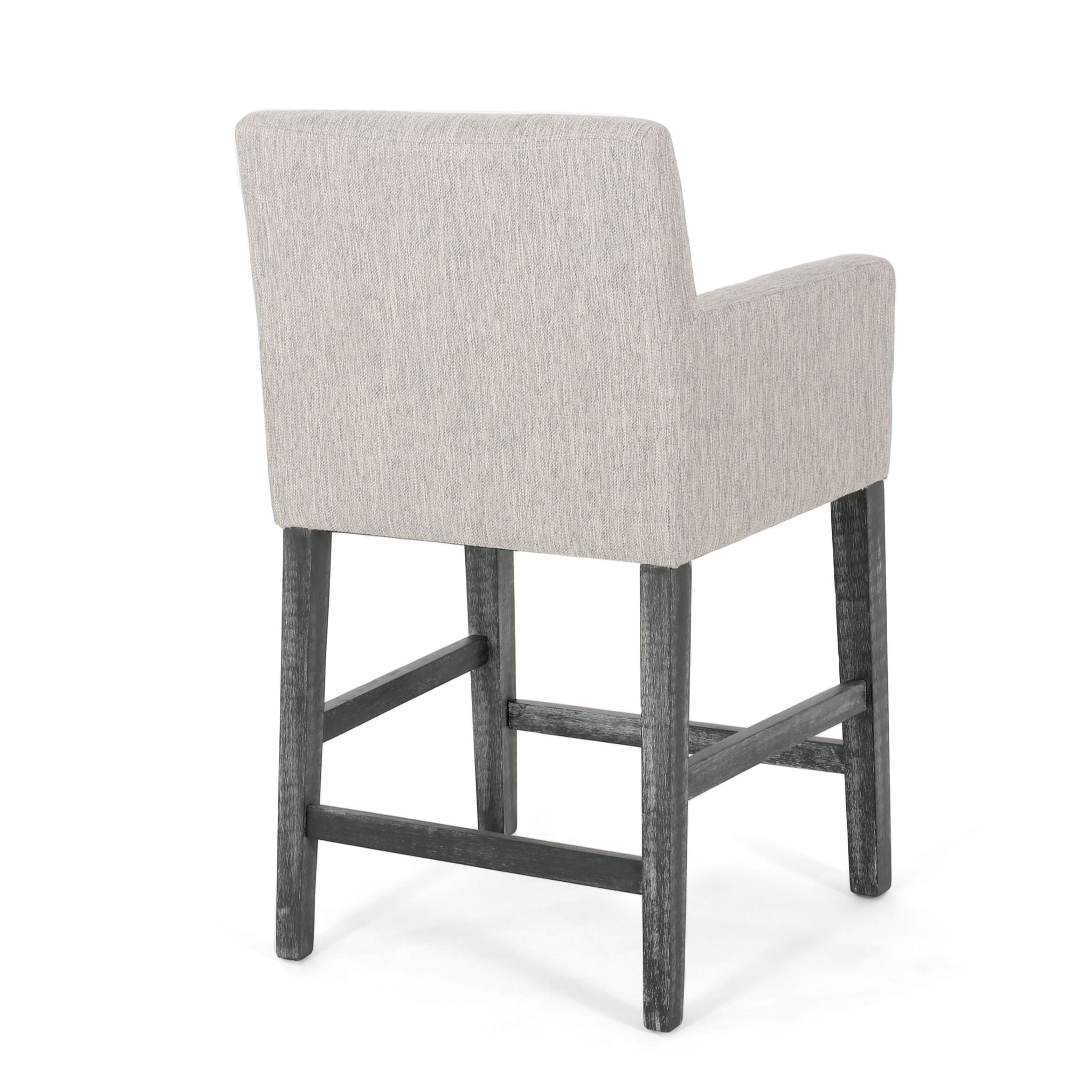 Charmed Upholstered Counter Stool with H-Frame Base and Round Arms by HouseOfZazla