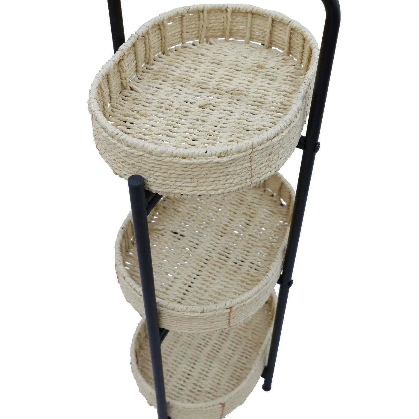 Modern 3 Tier Handwoven Side Table With Oval Organizer by HouseOfZazla