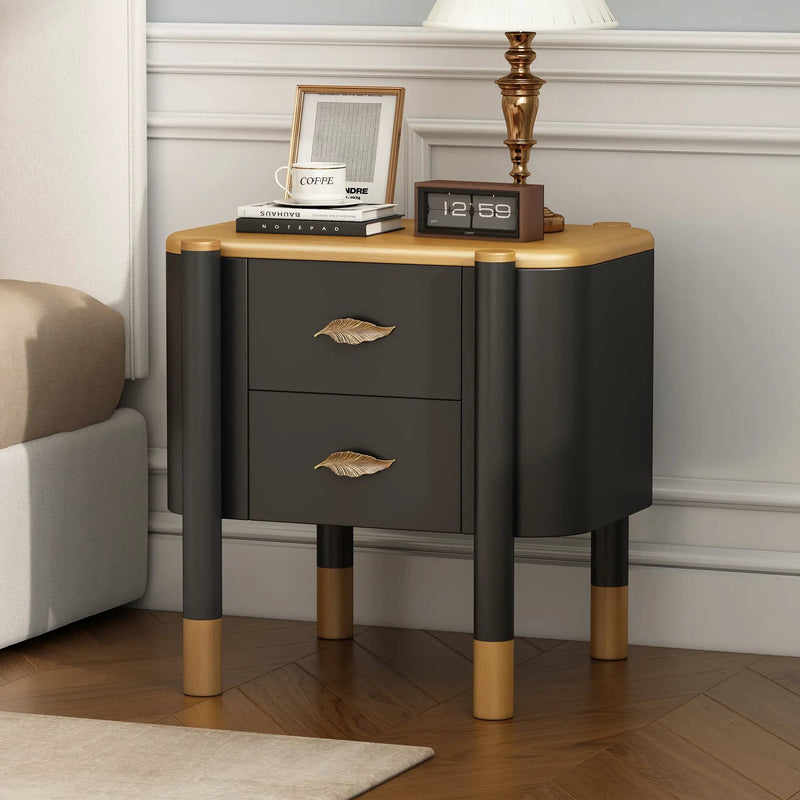 Contemporary 2 Drawers Nightstand with Curved Profile Design by HouseOfZazla