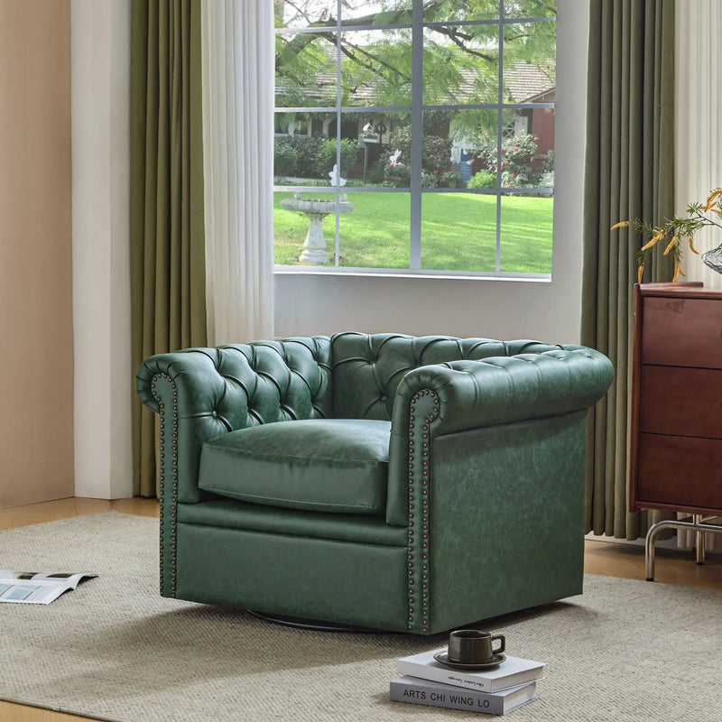 Chesterfield Style Swivel Club Chair With Button Tufted by HouseOfZazla