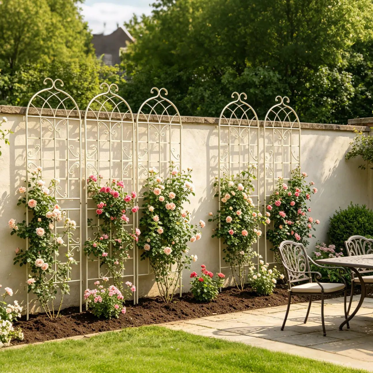 Metal Garden Rustproof Trellis For Climbing Plants Outdoor Flower Support by HouseOfZazla