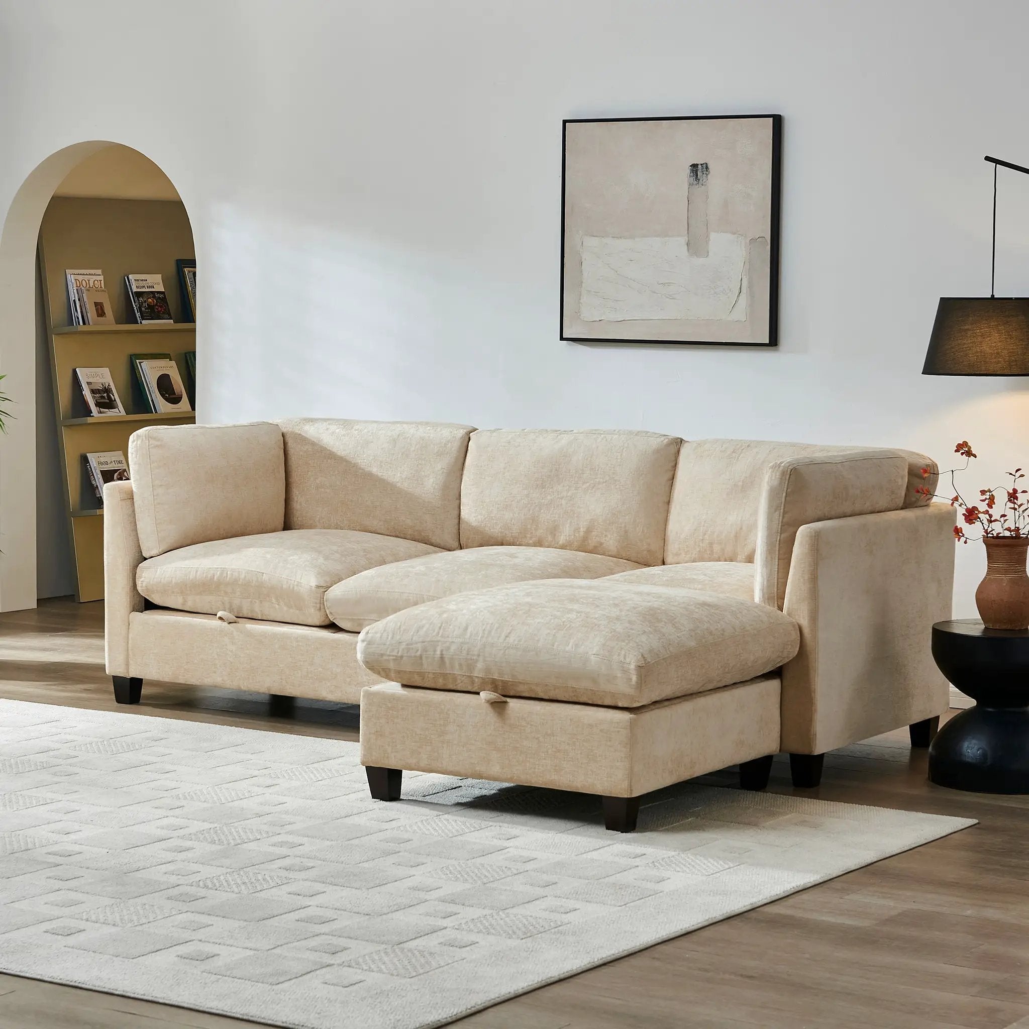 96.5" L Shape Sectional Couch with Ottoman by HouseOfZazla
