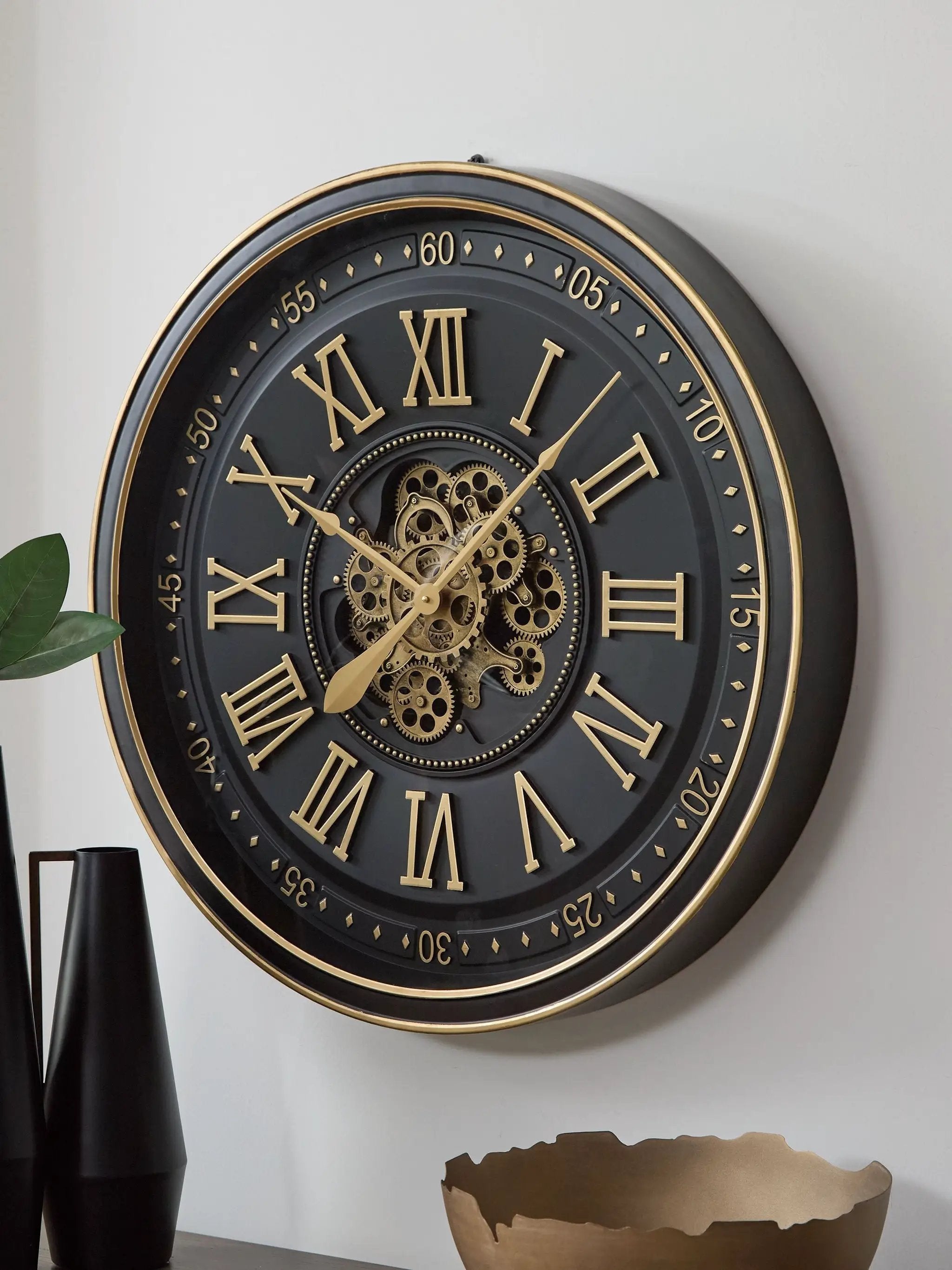 Dairton - Wall Clock - Black / Gold Finish by Unique Piece Furniture