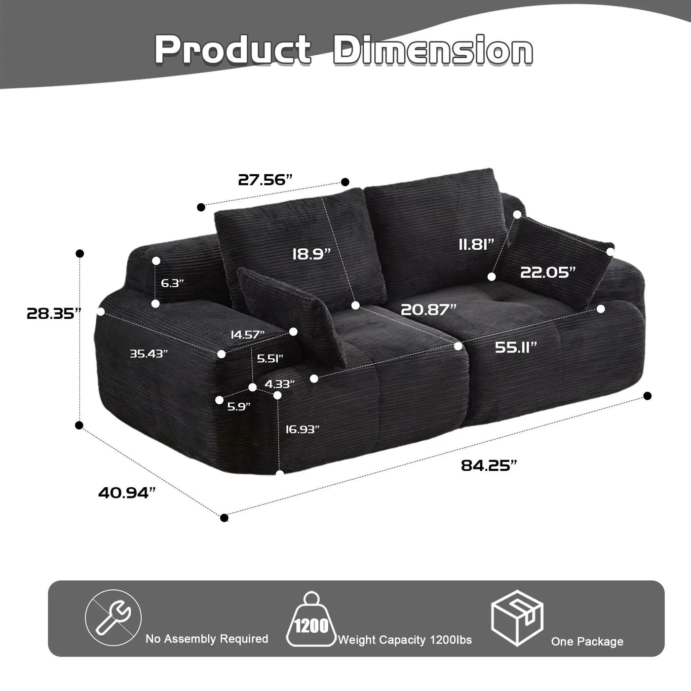 2 Seater Large Sectional Couches For Living Room by Unique Piece Furniture