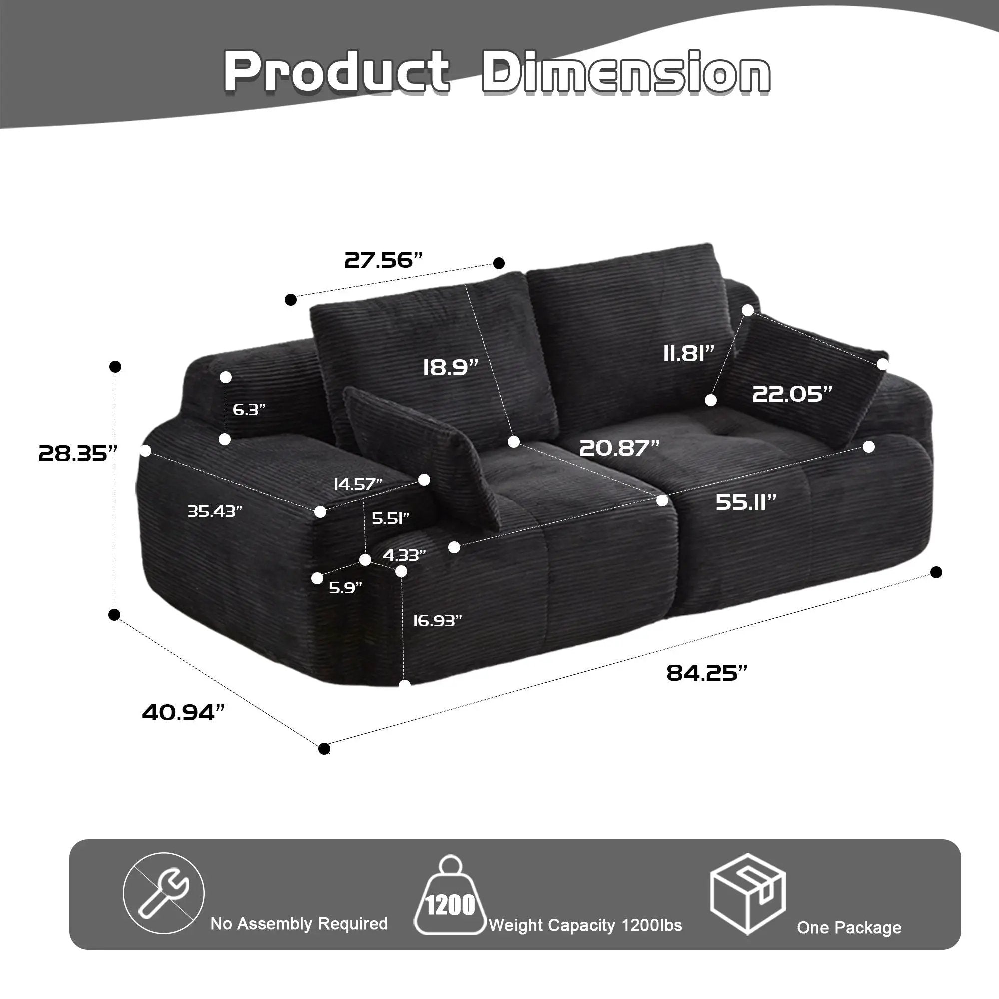 2 Seater Large Sectional Couches For Living Room by Unique Piece Furniture