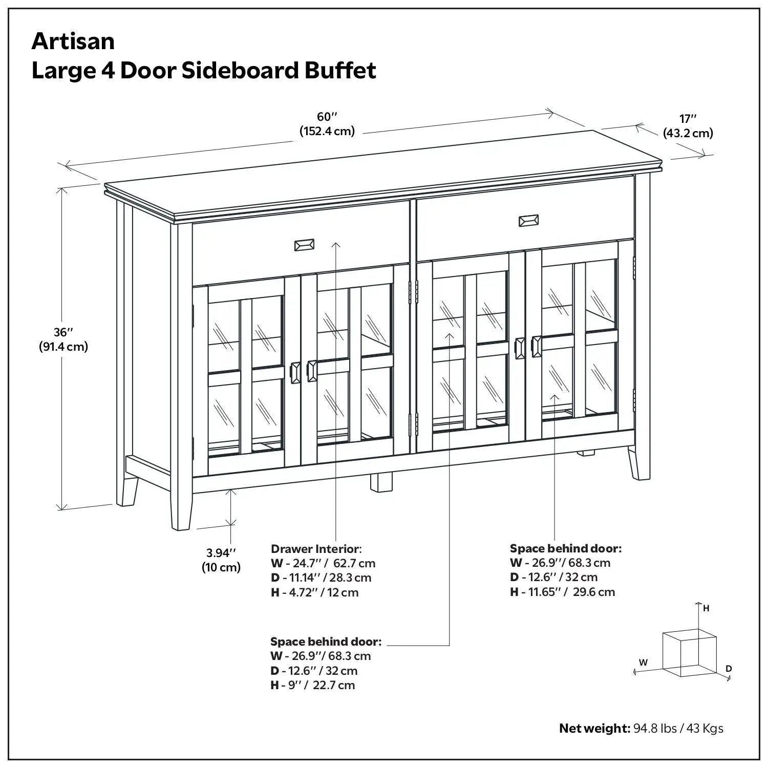 Artisan - 4 Door Sideboard Buffet by HouseOfZazla