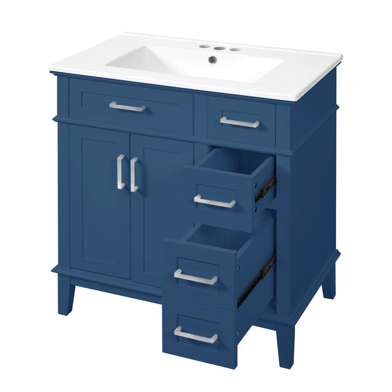 Modern Bathroom Vanity With Sink, Storage Cabinet, Soft Close Doors, Deep & Standard Drawers