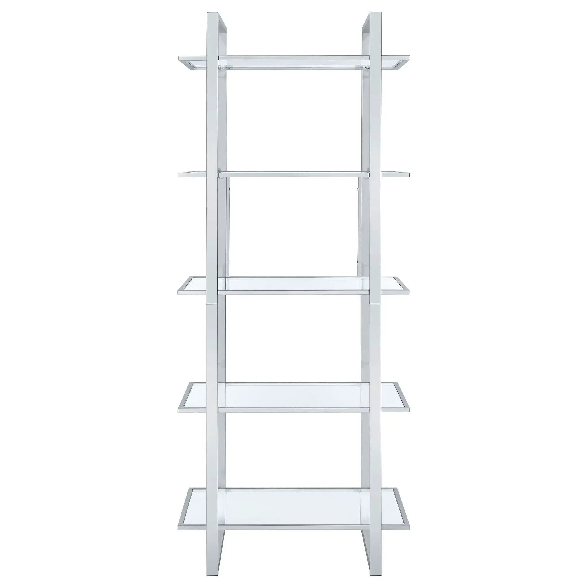 Hartford 79-inch 5-shelf Glass Bookshelf Chrome by Unique Piece Furniture