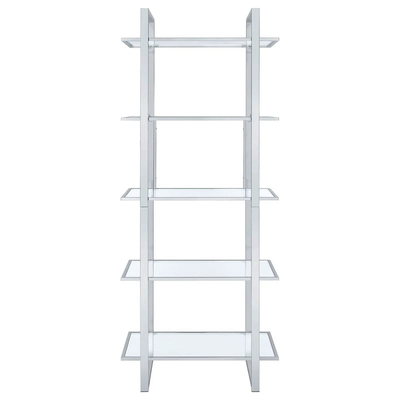 Hartford 79-inch 5-shelf Glass Bookshelf Chrome by Unique Piece Furniture