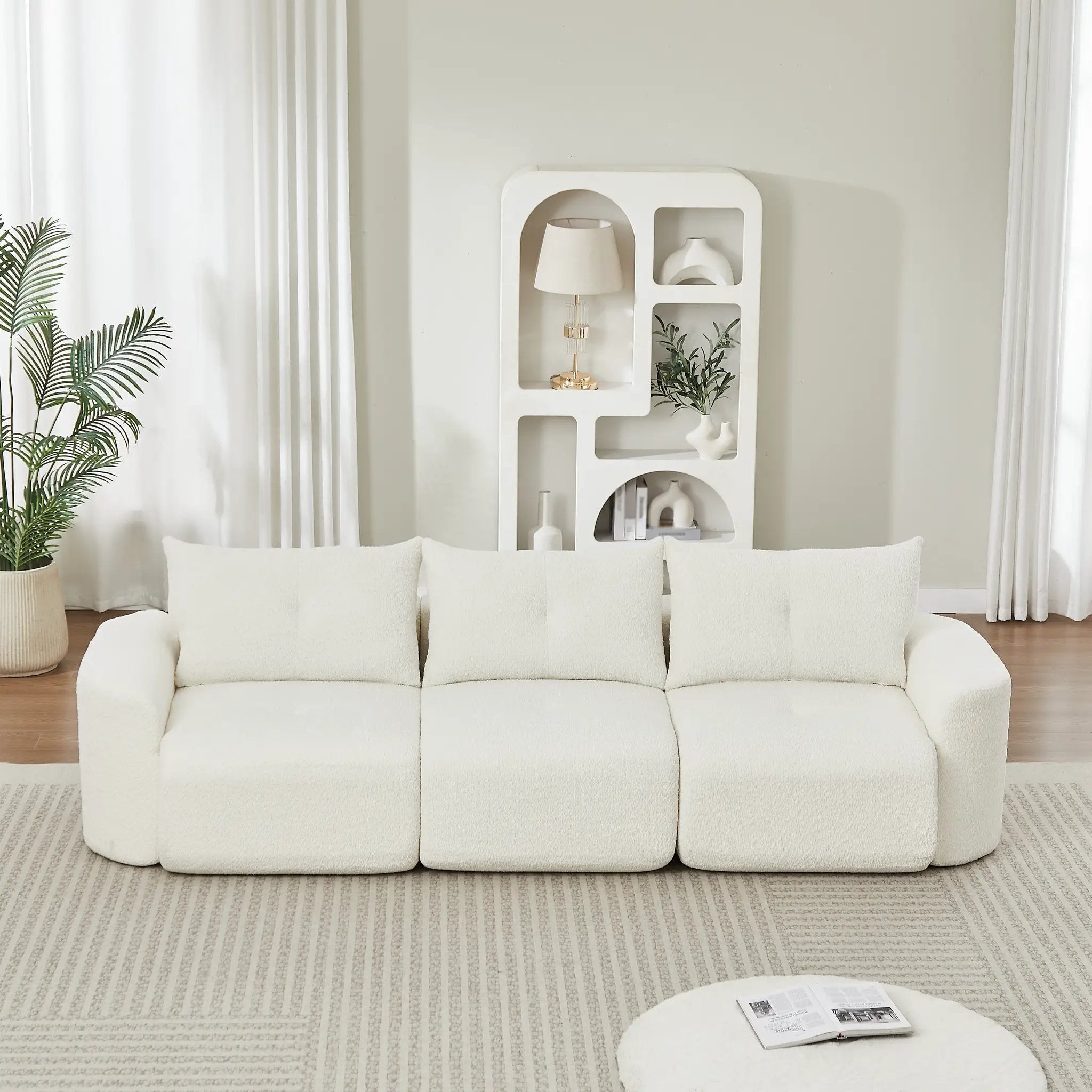 Chenille Sofa for Living Room - 109" Large Modern 3-Seater by HouseOfZazla