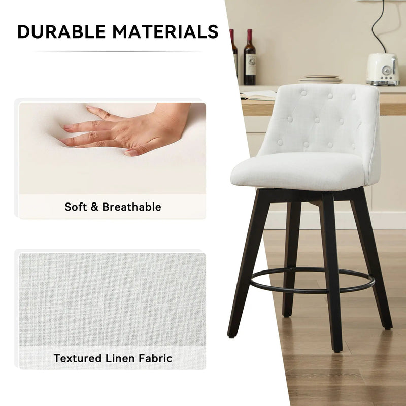 Swivel Bar Stools & Button Tufted Back (Set of 2) by Unique Piece Furniture