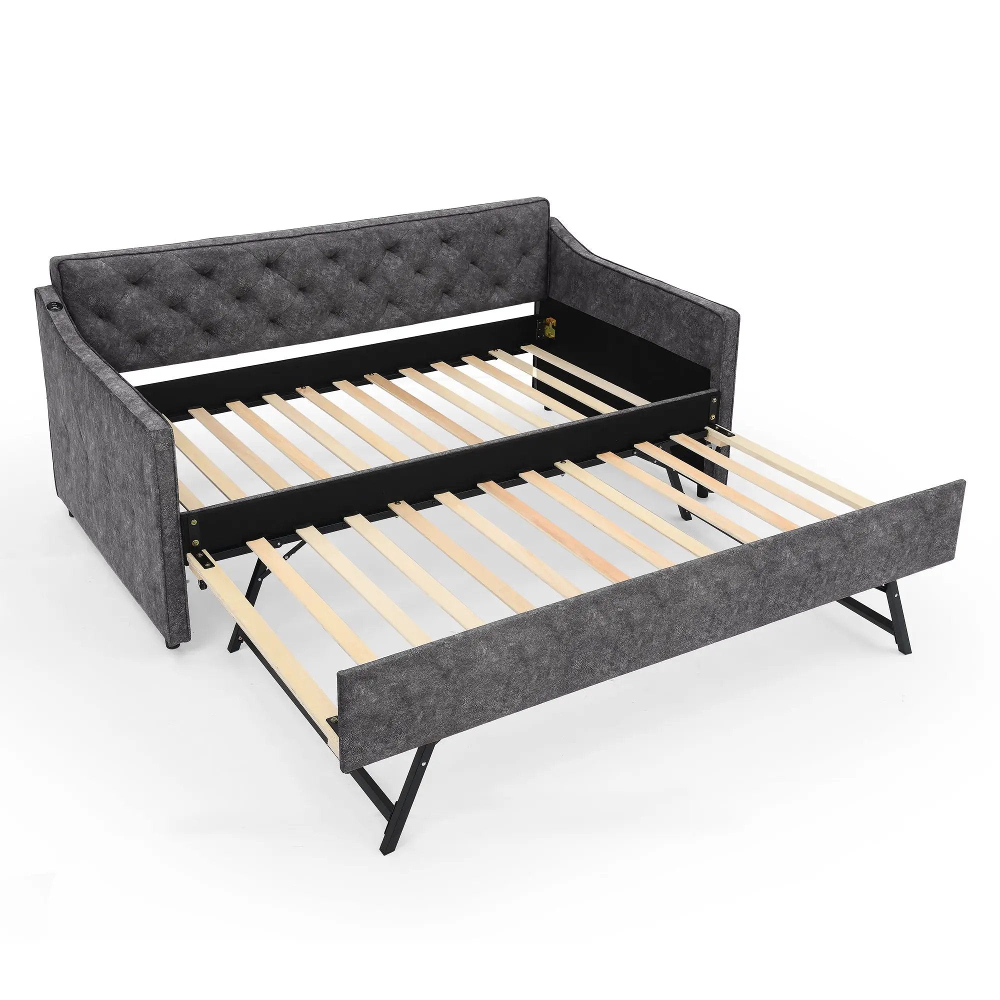 Daybed With Pop Up Trundle And USB Charging Armrest by HouseOfZazla