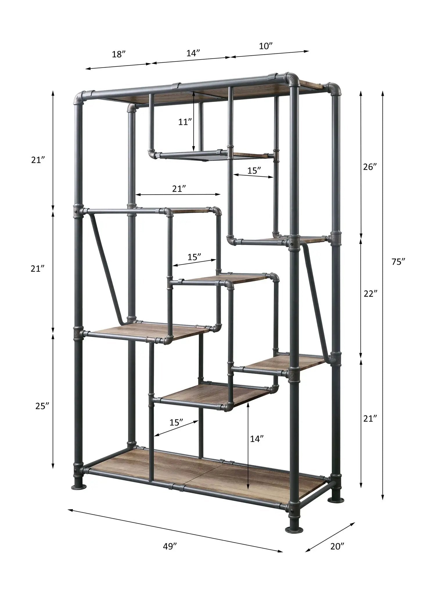 Brantley - Bookshelf - Antique Oak & Sandy Gray by Unique Piece Furniture