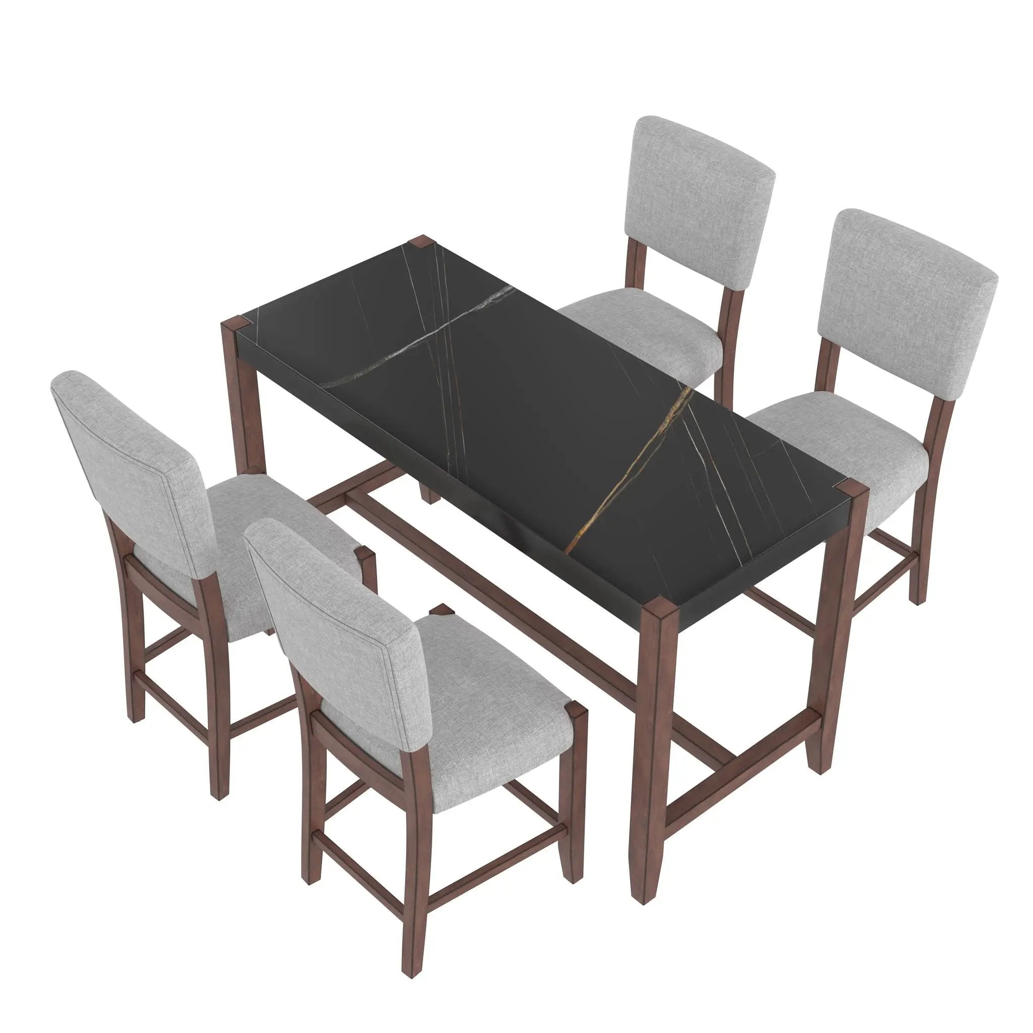 5 Piece Counter Height Dining Set, Bar Table With 4 Upholstered Chairs by HouseOfZazla