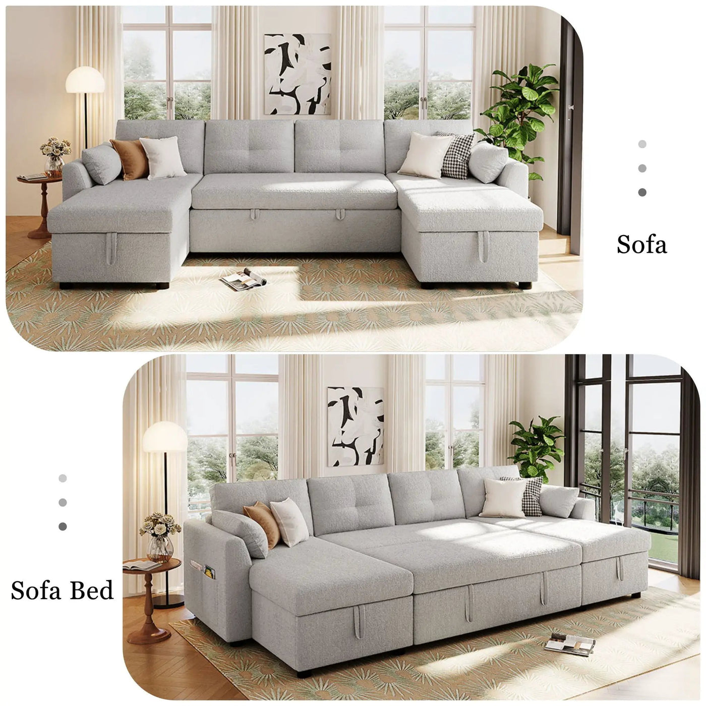 U-Shaped Sectional Sofa Bed With Storage And USB Ports by Unique Piece Furniture