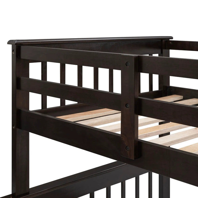 Stairway Bunk Bed With Storage And Guard Rail For Bedroom by HouseOfZazla