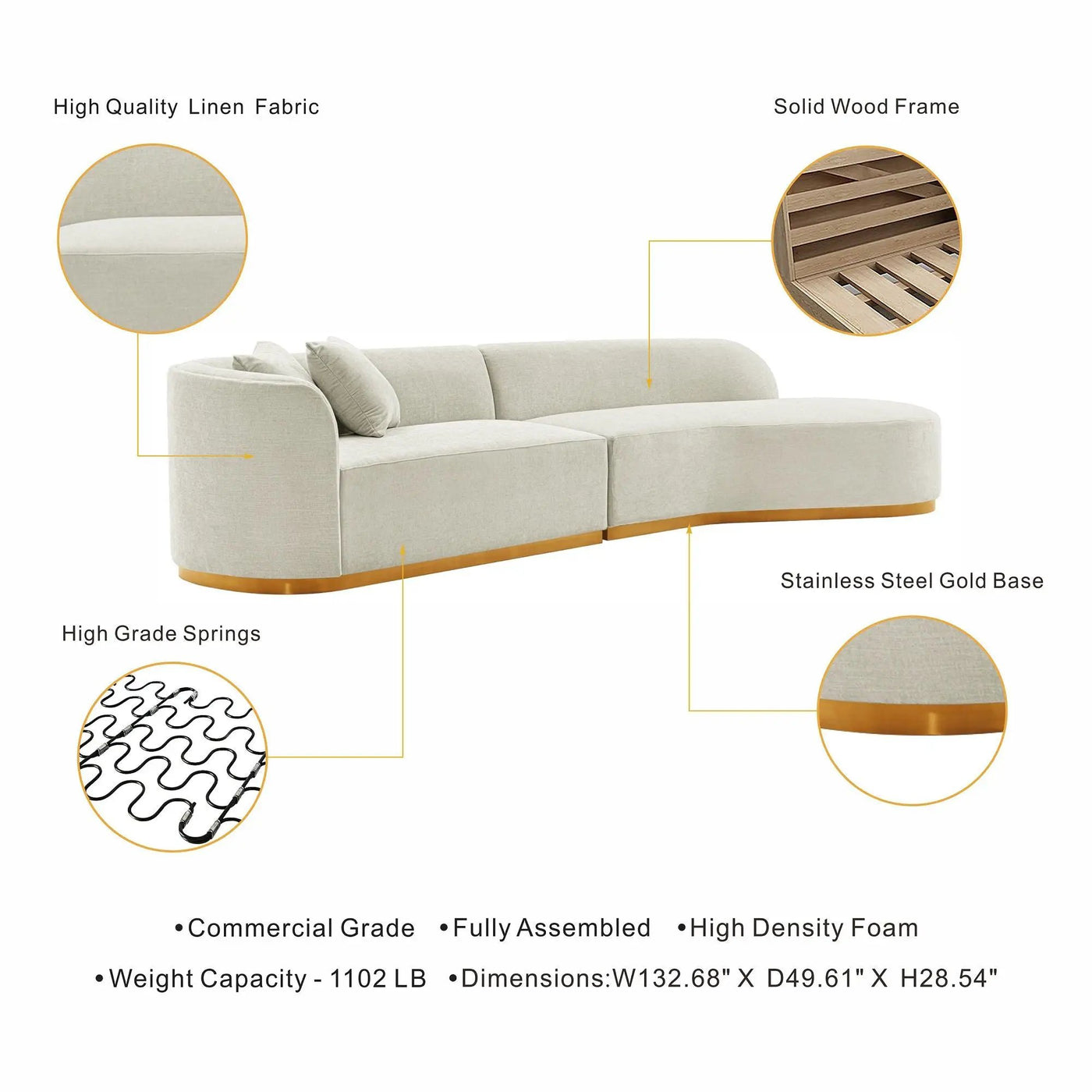Daria - Sofa Sectional With Pillows, 2 Piece Design by HouseOfZazla