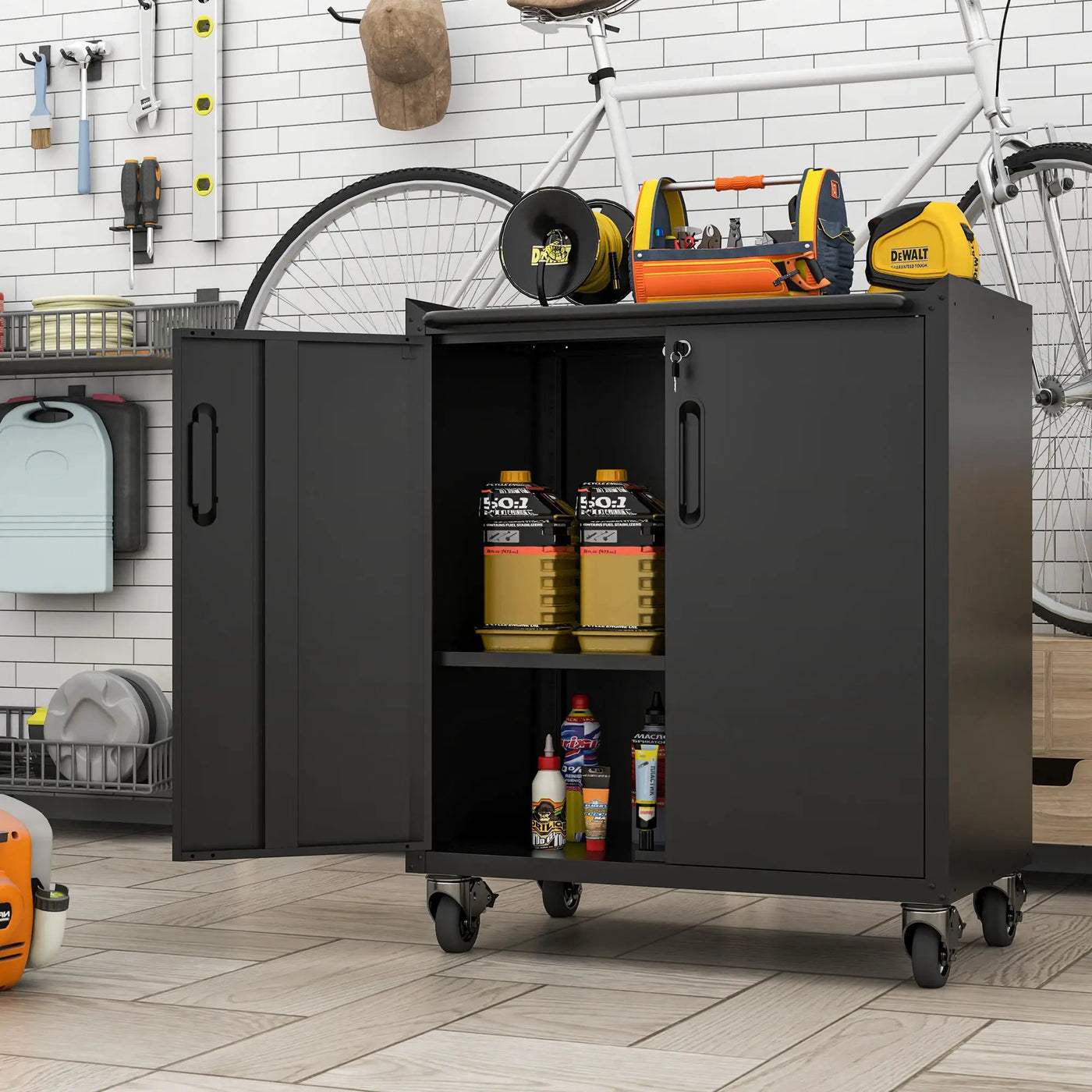 Heavy Duty Metal Garage Storage Cabinet With Wheels Sturdy Tool Organizer by HouseOfZazla