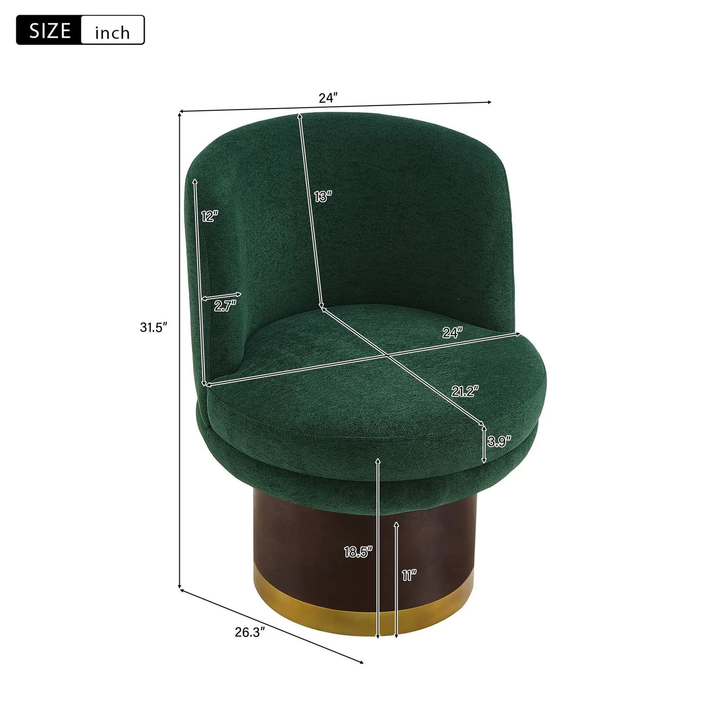 Round Swivel Accent Chair With Ergonomic Backrest For Living Room by HouseOfZazla