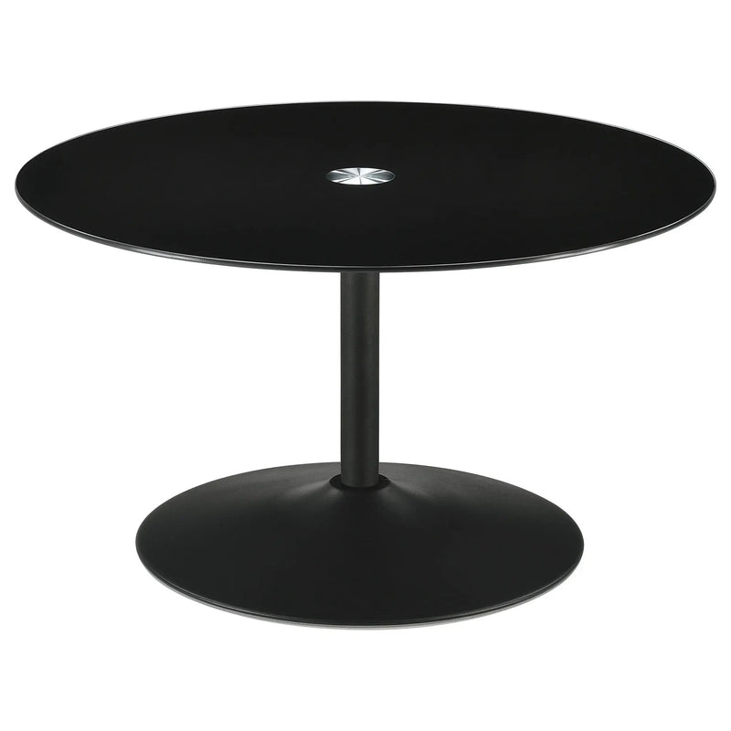 Ganso Round Metal Coffee Table With Tempered Glass Top Black by Unique Piece Furniture