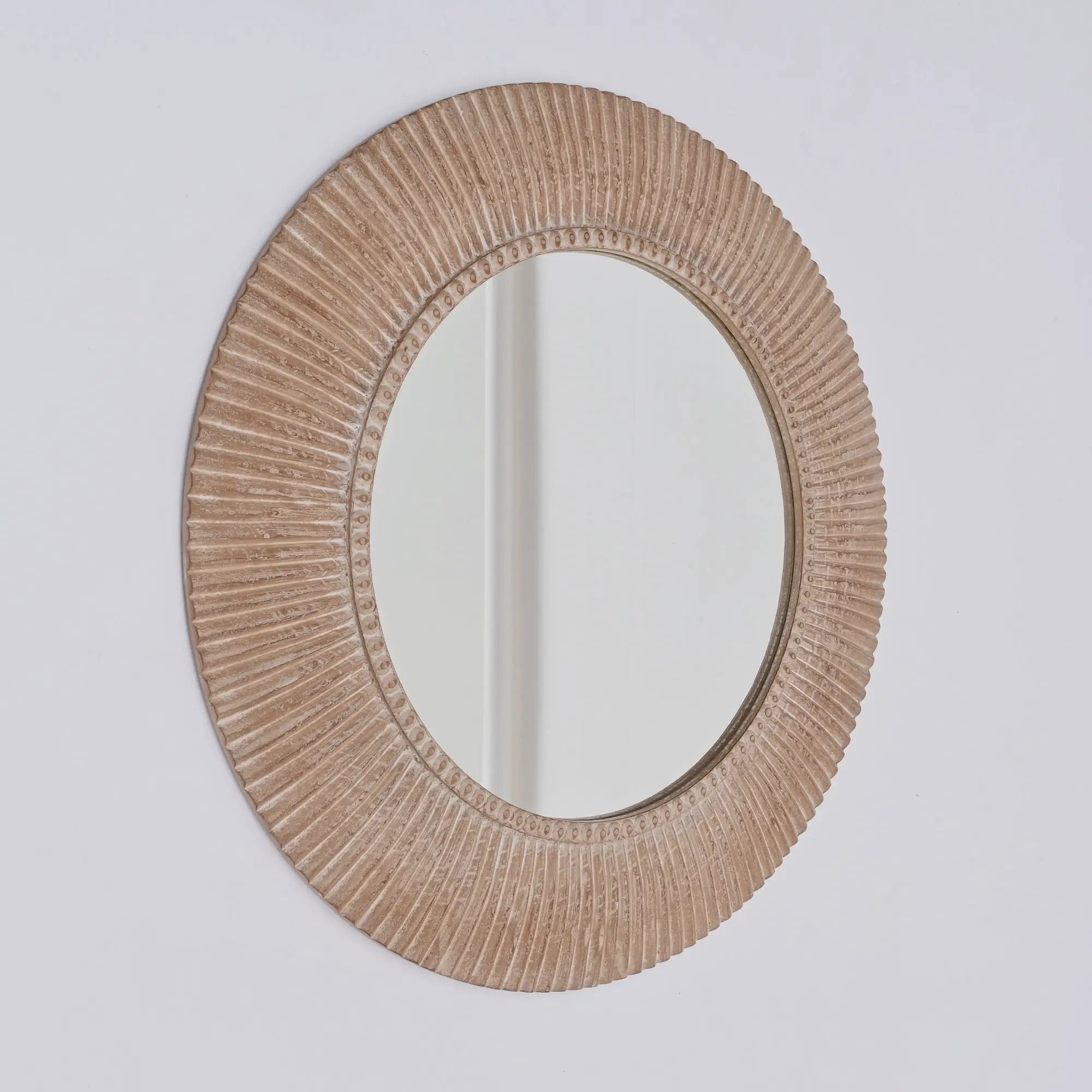 Handcarved Decorative Hanging Wall Mirror - Antique Brown / White by Unique Piece Furniture