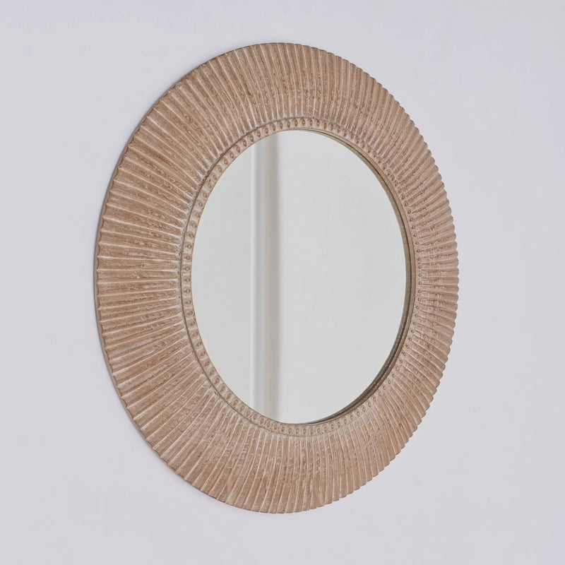 Handcarved Decorative Hanging Wall Mirror - Antique Brown / White by Unique Piece Furniture