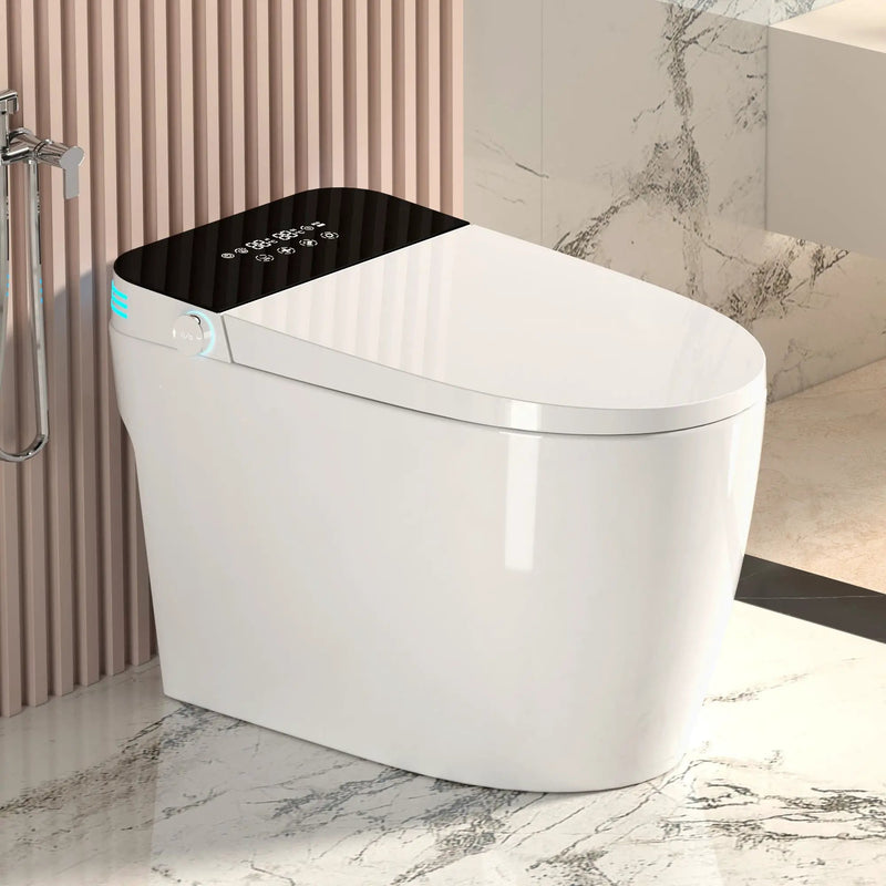 Smart Heated Bidet Toilet With Auto Open / Close Seat, Warm Water Wash, Dryer, And LED Display - White by HouseOfZazla
