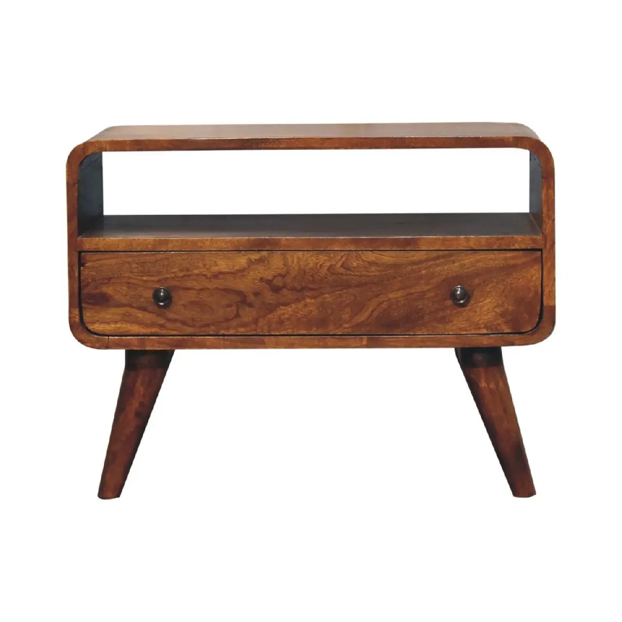 Mini Curved Media Unit - Chestnut by Unique Piece Furniture