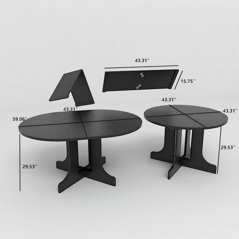 Dining Table For Farmhouse Kitchen Expandable Oval Table Top With Removable Leaf Trestle X Shaped Base - Black by Unique Piece Furniture