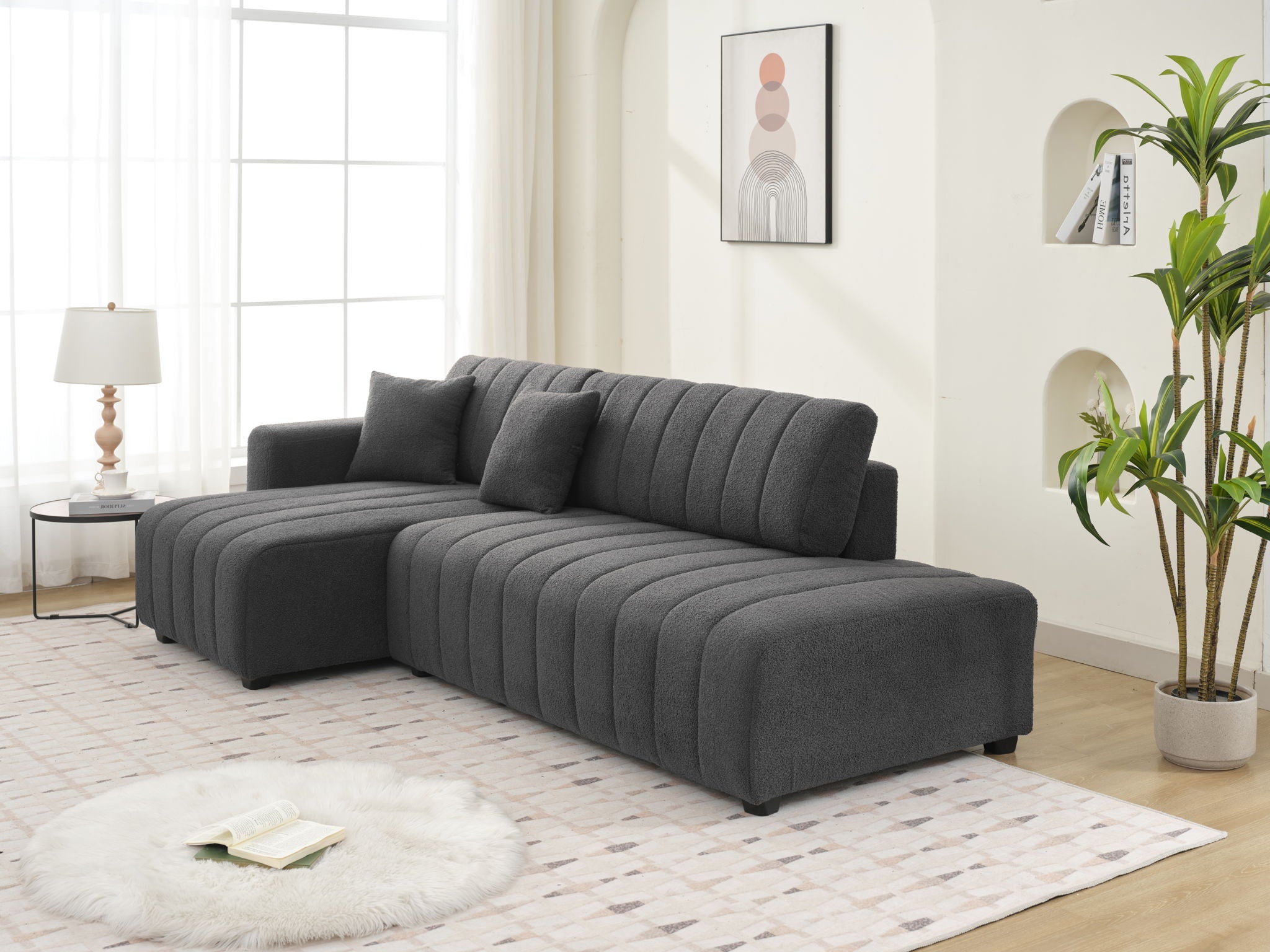 Jessica - Lamb Wool Sectional Sofa With Chaise by HouseOfZazla