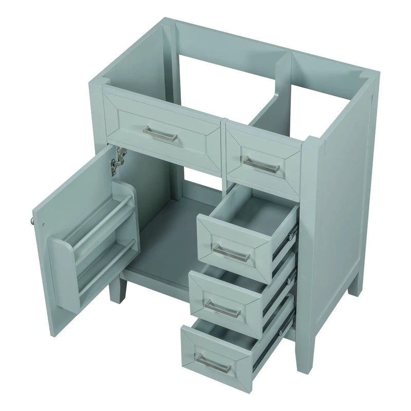30" Bathroom Vanity Without Sink, Cabinet Base Only, Bathroom Cabinet With Drawers - Green by HouseOfZazla