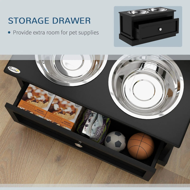 PawHut Large Elevated Dog Bowls with Storage Drawer by HouseOfZazla