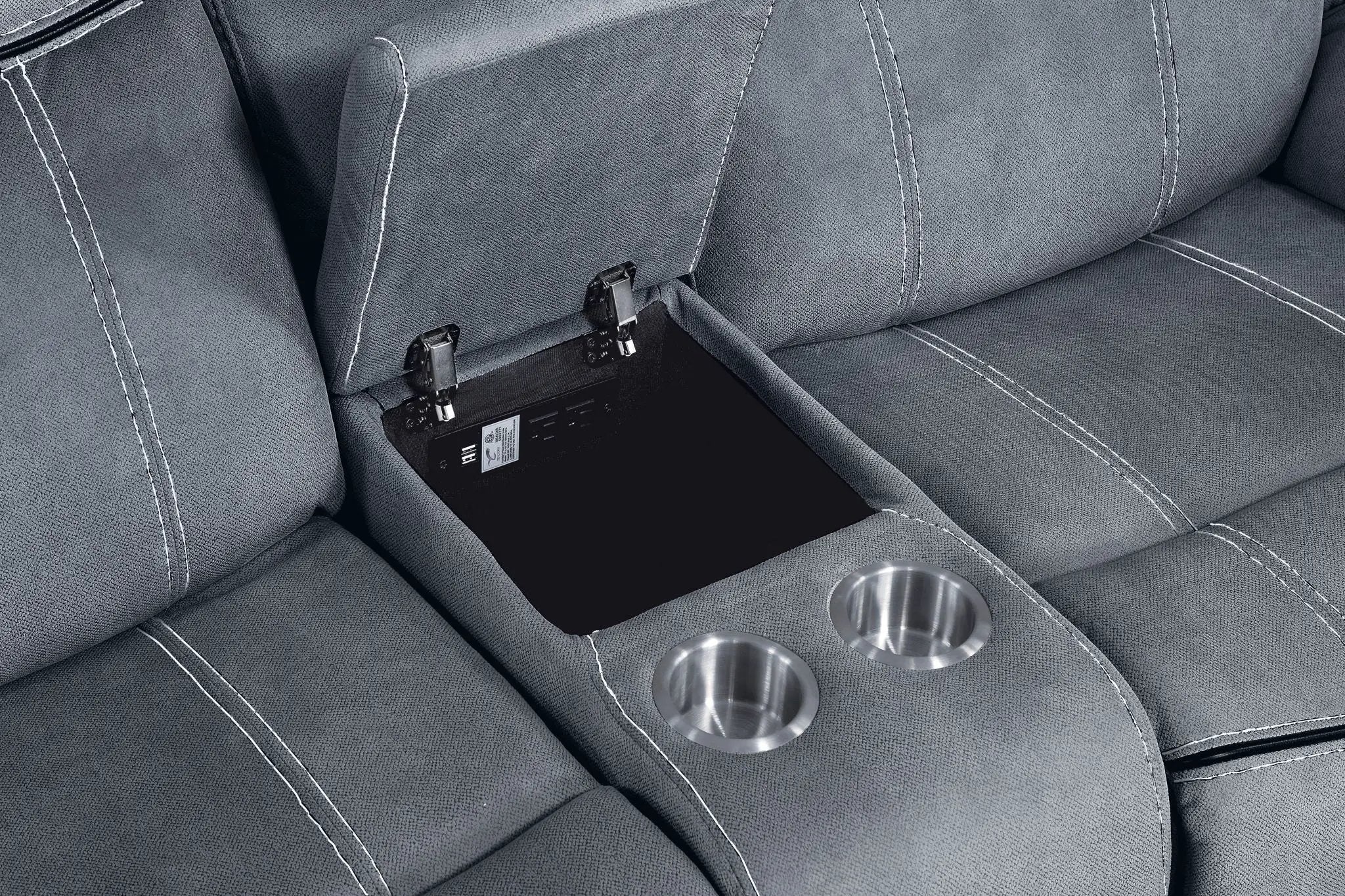 Zubaida - Two Tone Recliner Loveseat With USB Port Console by Unique Piece Furniture