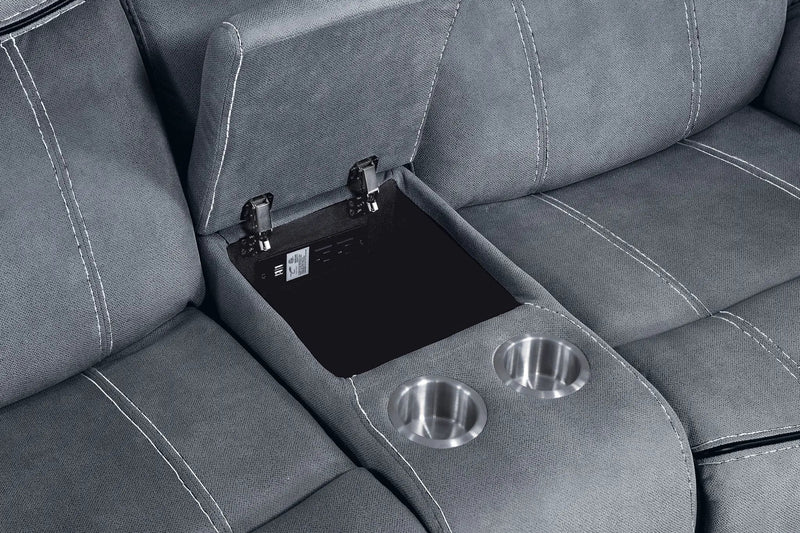Zubaida - Two Tone Recliner Loveseat With USB Port Console by Unique Piece Furniture
