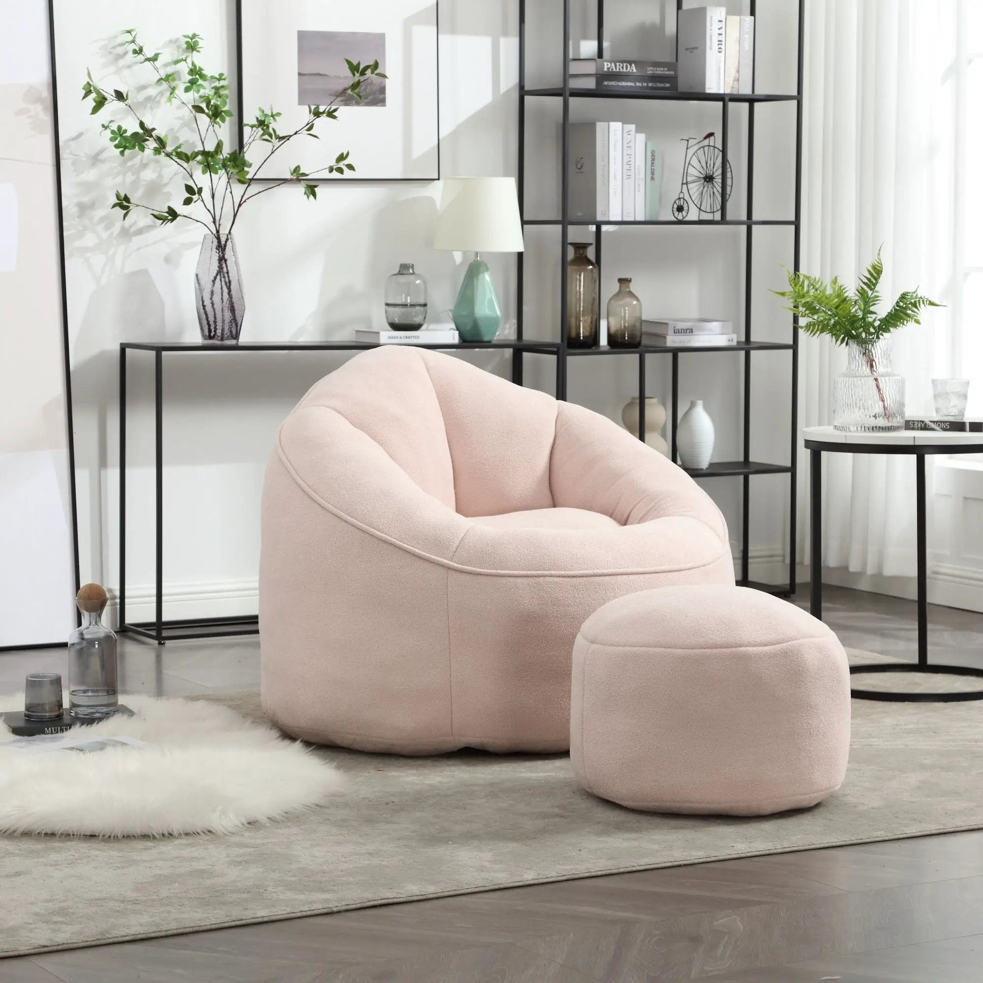 Bedding Bean Bag Sofa Chair High Pressure Foam With Footrest by Unique Piece Furniture