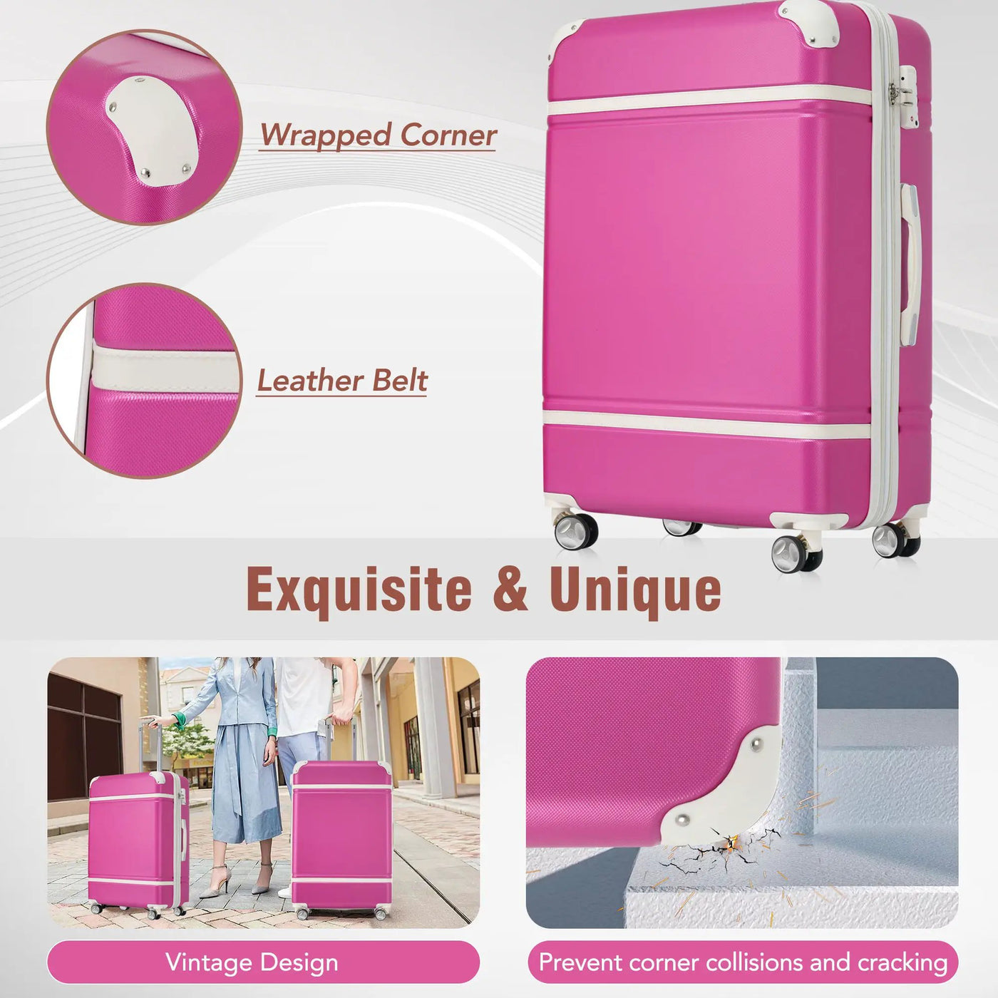 Hardshell Luggage Sets 4 Pieces 20" / 24" / 28" Luggages And Cosmetic Case Spinner Suitcase With Tsa Lock Lightweight by HouseOfZazla
