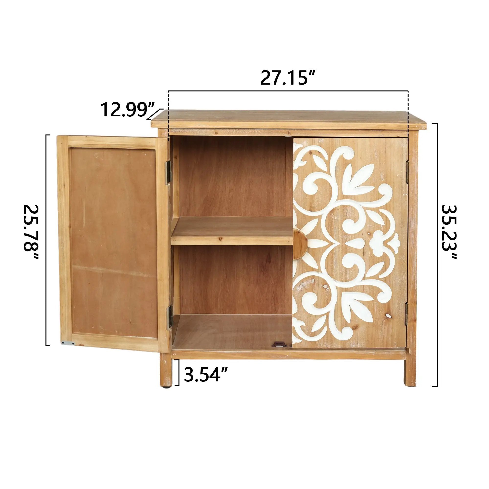 Rustic Wooden Accent Cabinet with Floral Carved Doors by HouseOfZazla