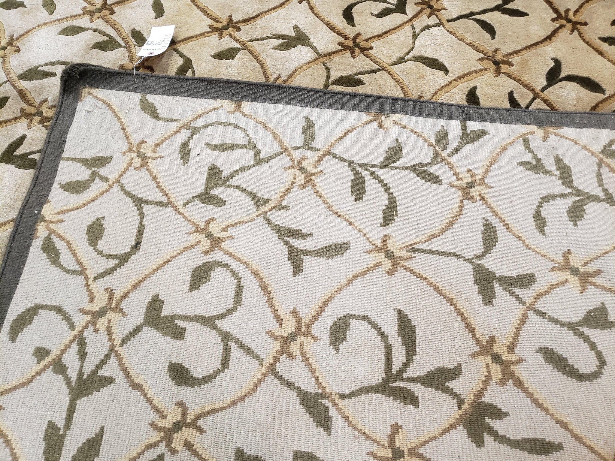 Vintage Tibetan Nepalese Area Rug 9x12, Wool Hand-Knotted, Beige Nepali Soft Pile Carpet, 9 x 12 Living Room Modern Dining Room Rug by Jewel Rugs