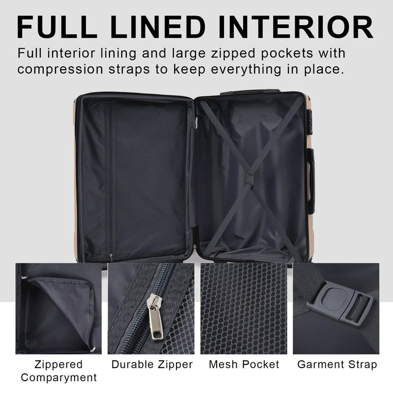 3 Piece Expandable Hard Shell Luggage Set with TSA Lock by HouseOfZazla