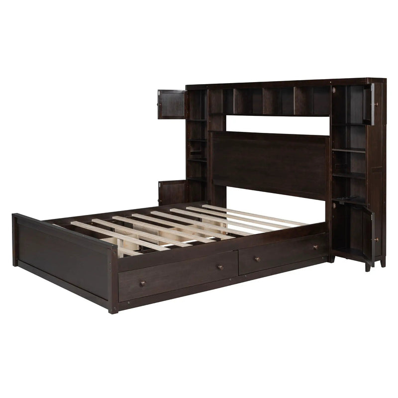 Bed With All In One Cabinet, Shelf And Sockets by Unique Piece Furniture